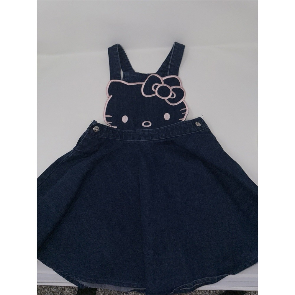 Hello Kitty x Sanrio Kids Size 5 Denim Jean Overall Dress Girls